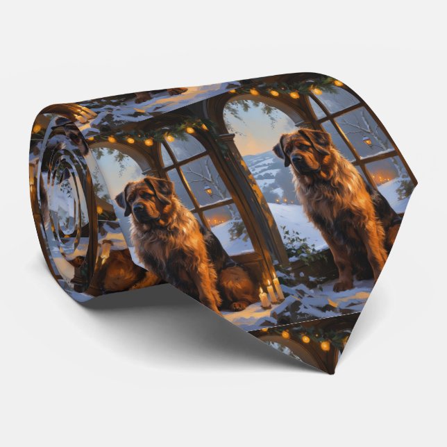 Bouvier des Flandres with Christmas Lights Holiday Neck Tie (Rolled)