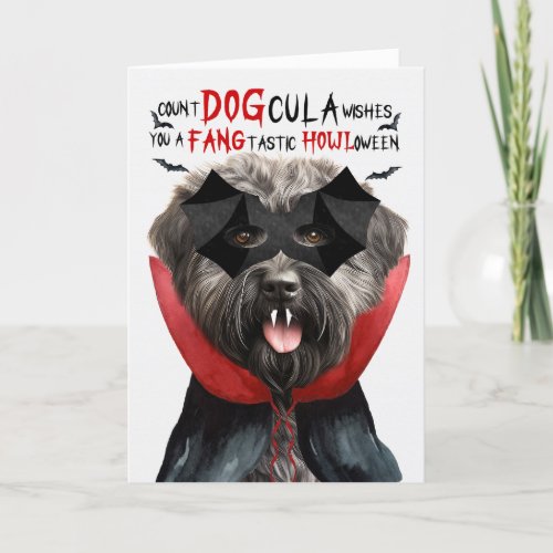 Bouvier Dog Funny Count DOGcula Halloween Holiday Card