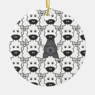 Bouvier in the Sheep Ceramic Ornament