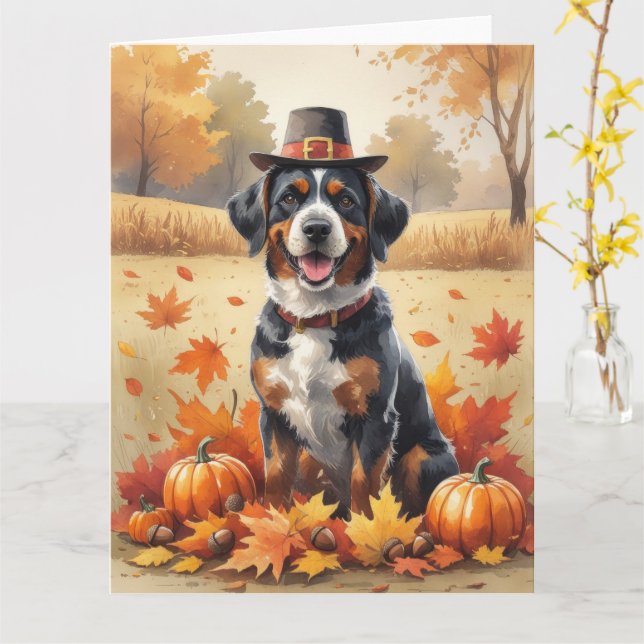Bouviers des Flandres Autumn Leaves Thanksgiving Card (Yellow Flower)