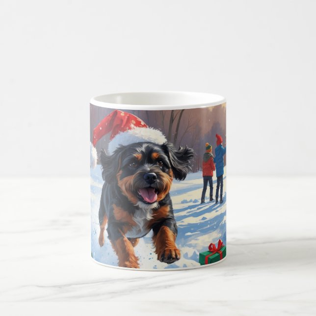 Bouviers des Flandres Christmas Festive Snow Scene Coffee Mug (Center)
