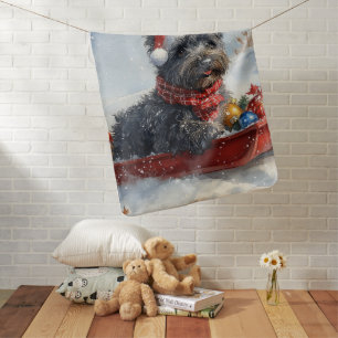Bouviers Des Flandres Dog in Sledge Christmas Baby Blanket