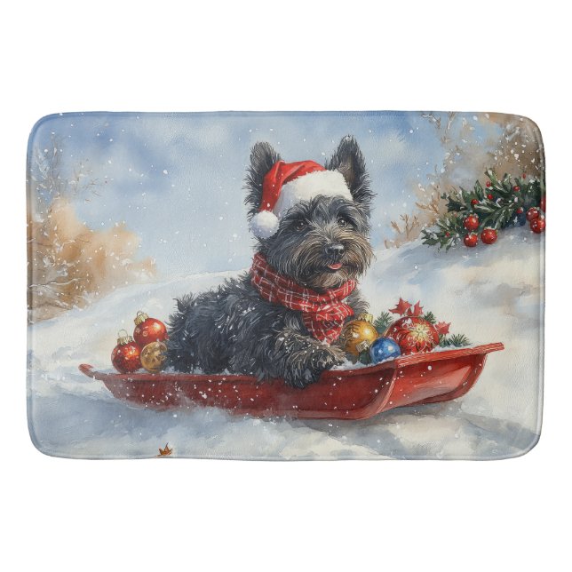 Bouviers Des Flandres Dog in Sledge Christmas Bath Mat (Front)