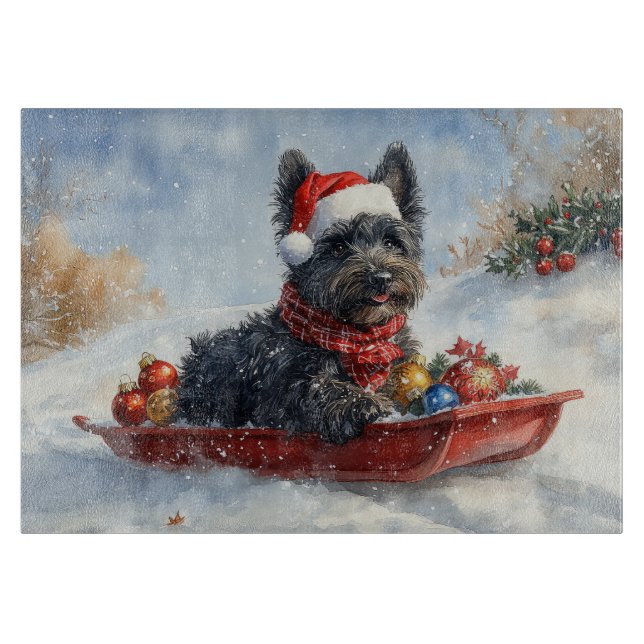Bouviers Des Flandres Dog in Sledge Christmas Cutting Board (Front)
