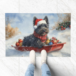 Bouviers Des Flandres Dog in Sledge Christmas Doormat