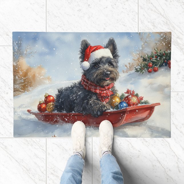 Bouviers Des Flandres Dog in Sledge Christmas Doormat (Indoor)