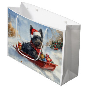 Bouviers Des Flandres Dog in Sledge Christmas Large Gift Bag