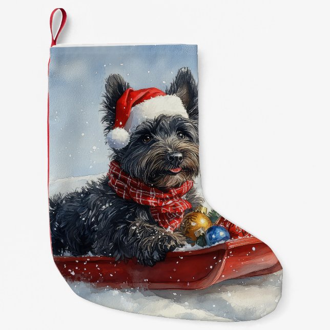 Bouviers Des Flandres Dog in Sledge Christmas Small Christmas Stocking (Front)