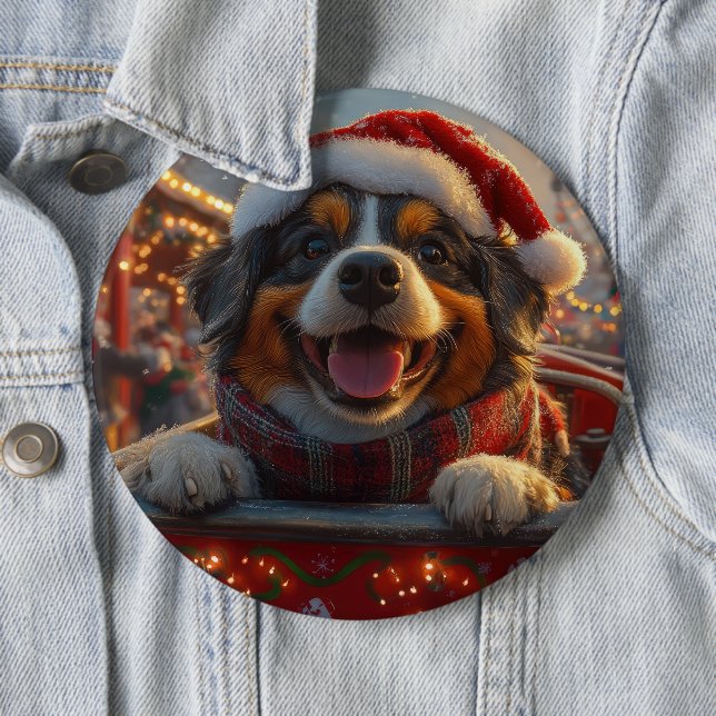 Bouviers des Flandres Dog Roller Coaster Christmas Button (In Situ)