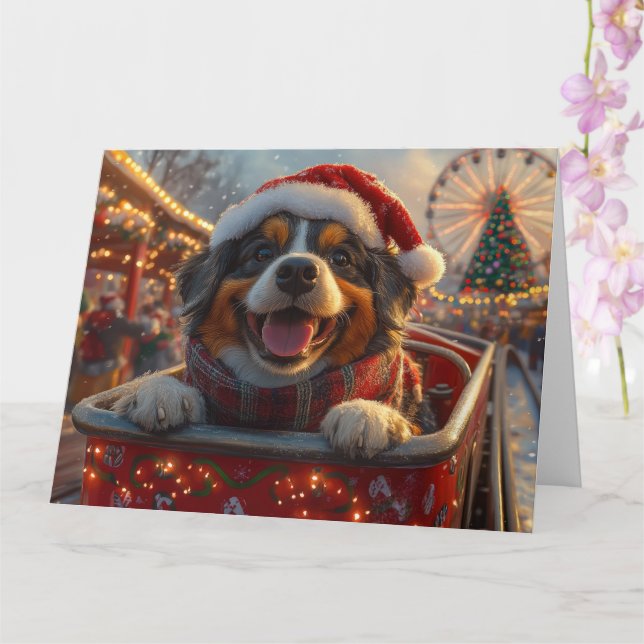 Bouviers des Flandres Dog Roller Coaster Christmas Card (Orchid)