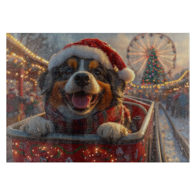 Bouviers des Flandres Dog Roller Coaster Christmas Cutting Board (Front)
