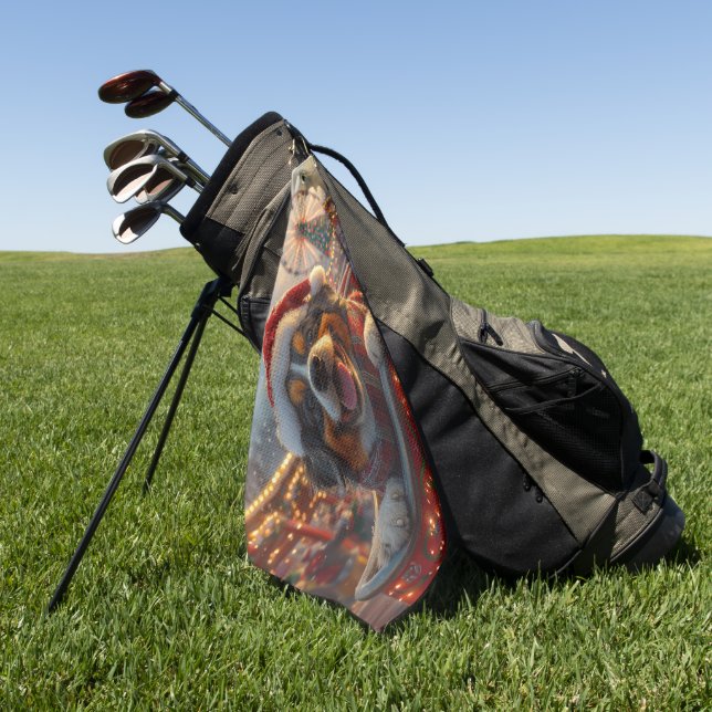 Bouviers des Flandres Dog Roller Coaster Christmas Golf Towel (Green)