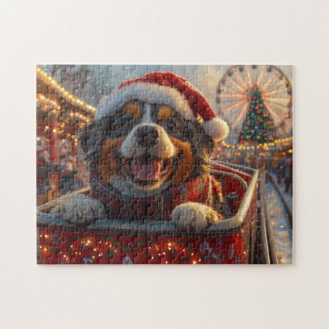 Bouviers des Flandres Dog Roller Coaster Christmas Jigsaw Puzzle (Horizontal)