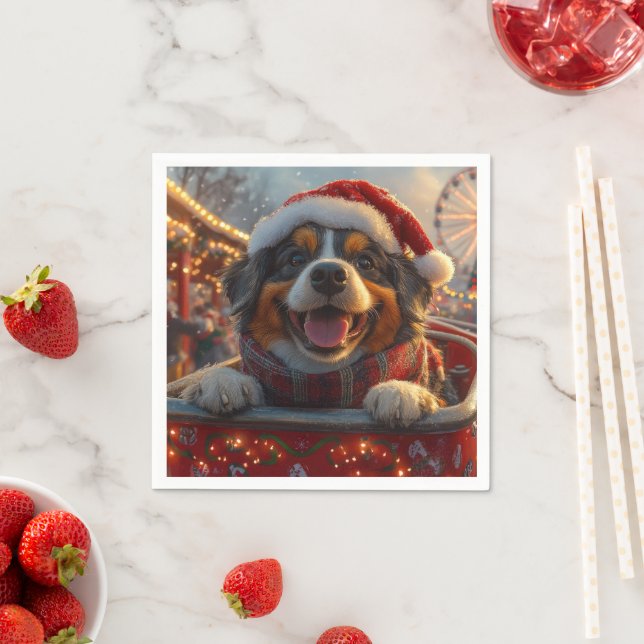 Bouviers des Flandres Dog Roller Coaster Christmas Napkins (Insitu)