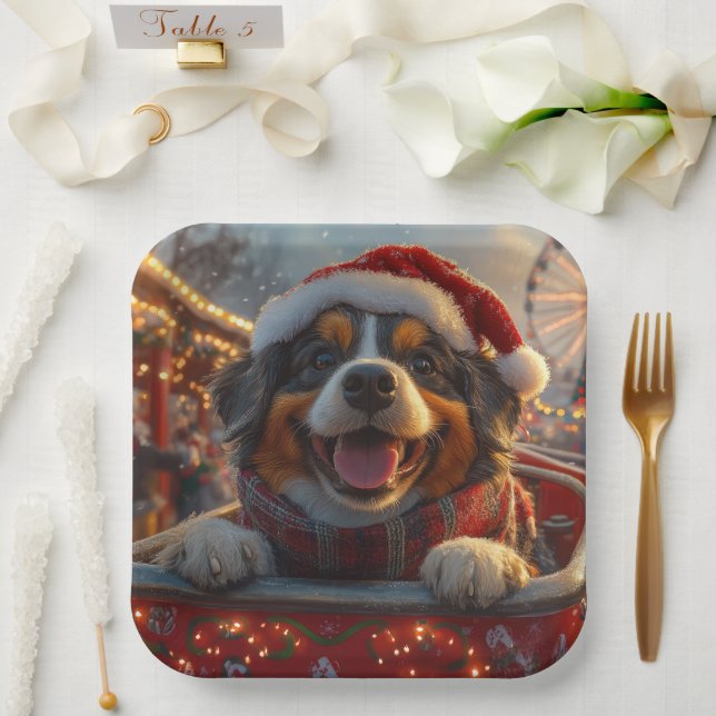 Bouviers des Flandres Dog Roller Coaster Christmas Paper Plates (Wedding)