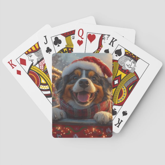 Bouviers des Flandres Dog Roller Coaster Christmas Poker Cards (Back)