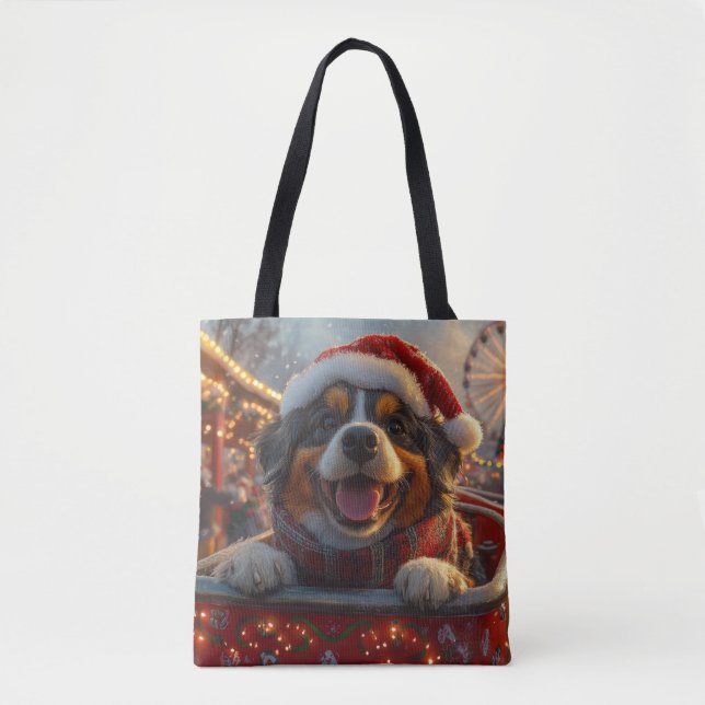 Bouviers des Flandres Dog Roller Coaster Christmas Tote Bag (Front)
