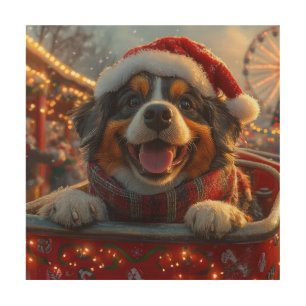 Bouviers des Flandres Dog Roller Coaster Christmas Wood Wall Art
