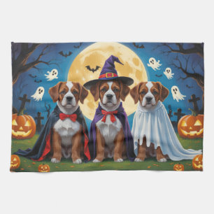 Bouviers Des Flandres Dogs Pumpkin Halloween Funny Kitchen Towel