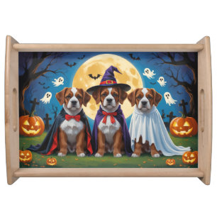 Bouviers Des Flandres Dogs Pumpkin Halloween Funny Serving Tray