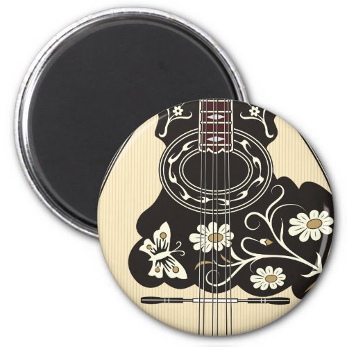 Bouzouki Butterfly Blossoms Round Magnet