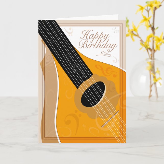Bouzouki - Happy Birthday - Editable Birthday Card (Yellow Flower)
