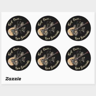 Bouzouki Ouzo Classic Round Sticker