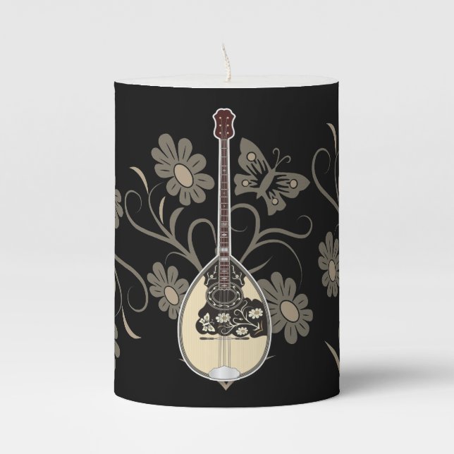 Bouzouki Pillar Candle (Front)