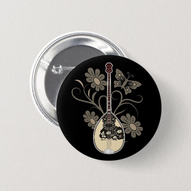 Bouzouki Pinback Button (Front & Back)