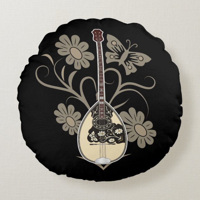 Bouzouki Round Pillow (Front)
