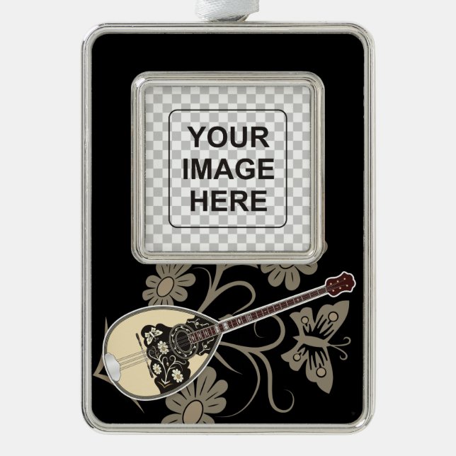 Bouzouki Silver Plated Framed Ornament (Front)