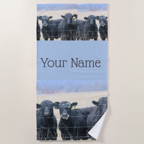 Bovine bystanders beach towel