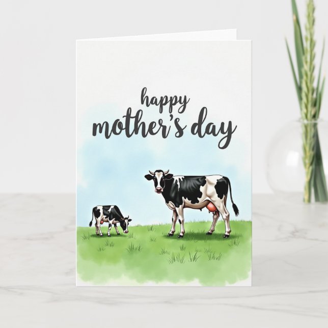 Bovine Illustration Mothers Day Card (Front)
