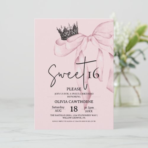 Bow 16th Birthday ⎮Modern Pink Sweet 16