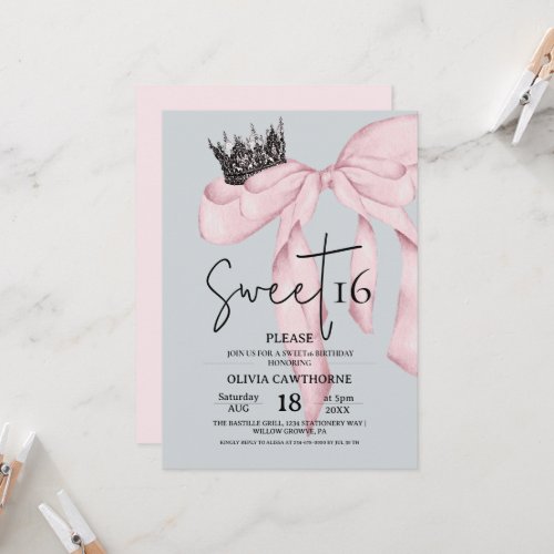 Bow 16th Birthday ⎮Modern Pink Sweet 16