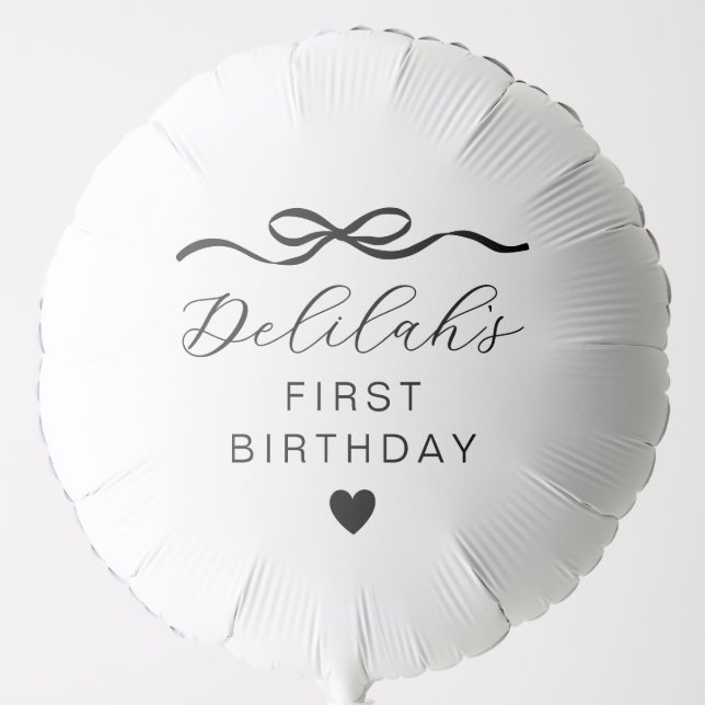 Bow 1st Birthday Balloon (Front)