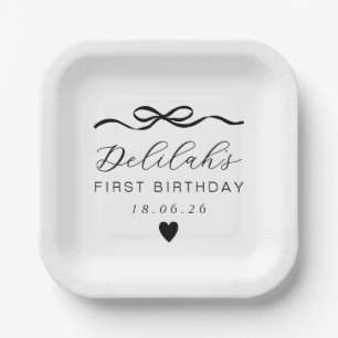 Bow 1st Birthday Paper Plates