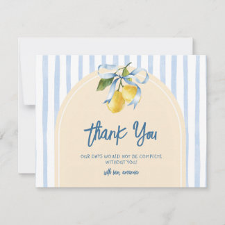 Bow A Sweet Little One Citrus Lemon Baby Shower Thank You Card
