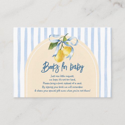 Bow A Sweet Little One Citrus Lemon Books for Baby Enclosure Card