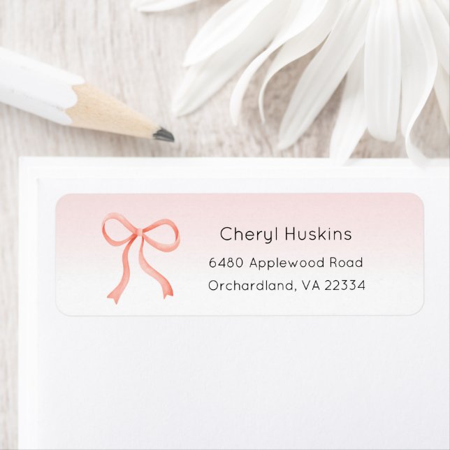 Bow Address Label, Custom, Bridal Shower, Baby Label (Insitu)