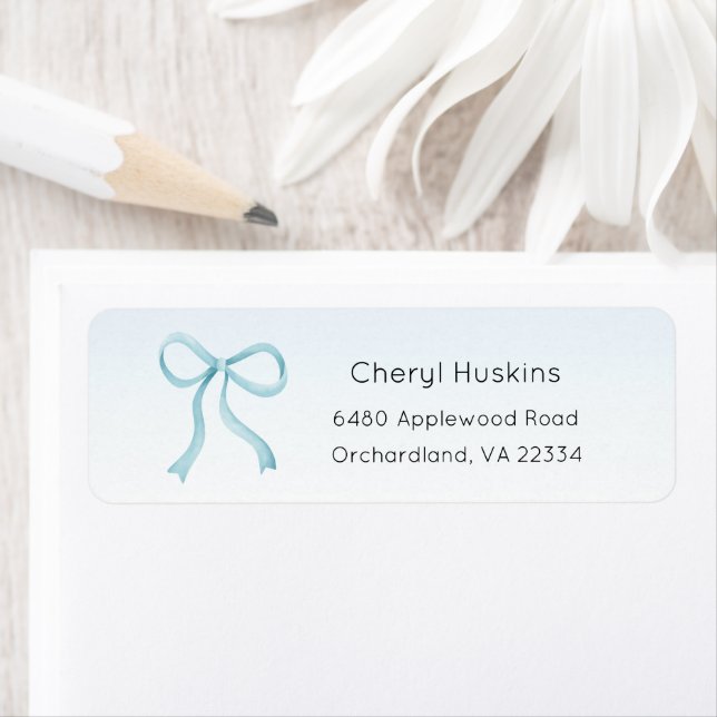 Bow Address Label, Custom, Bridal Shower, Baby  Label (Insitu)