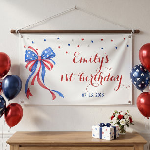 Bow American 4th Of July Theme Birthday Banner