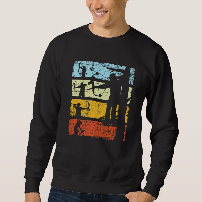 Bow And Arrow Archery Howhunter Retro Grunge Style Sweatshirt (Front)