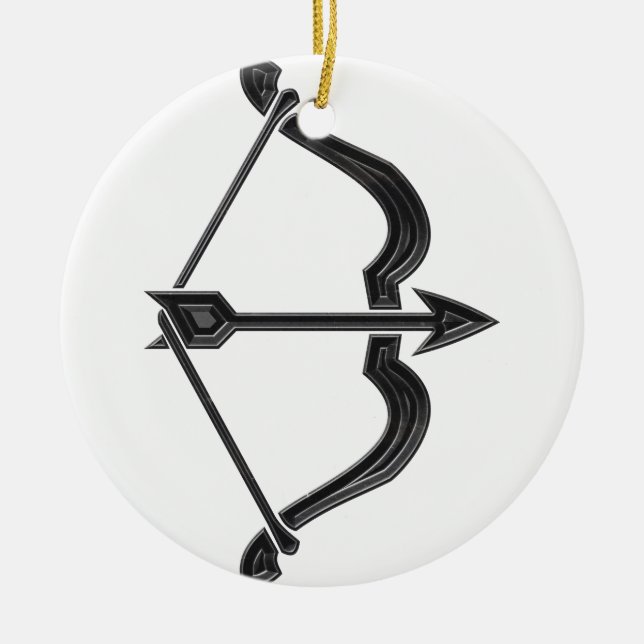 Bow and Arrow Ceramic Ornament (Front)