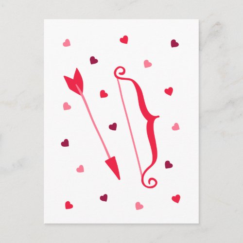 Bow and Arrow Hearts Valentines Day Holiday Postcard