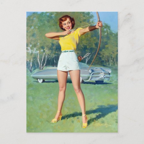 Bow and Arrow Pin Up Postcard
