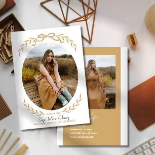 Bow and Branches Graduation Photo Invitation