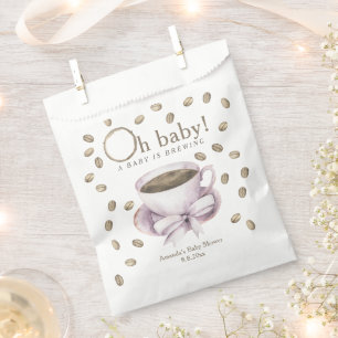 Bow and Coffee brewing Baby shower Favor Bag