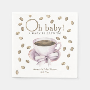 Bow and Coffee brewing Baby shower Napkins
