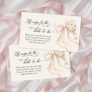 Bow and Pearl Bridal Shower Recipe for the Bride Enclosure Card